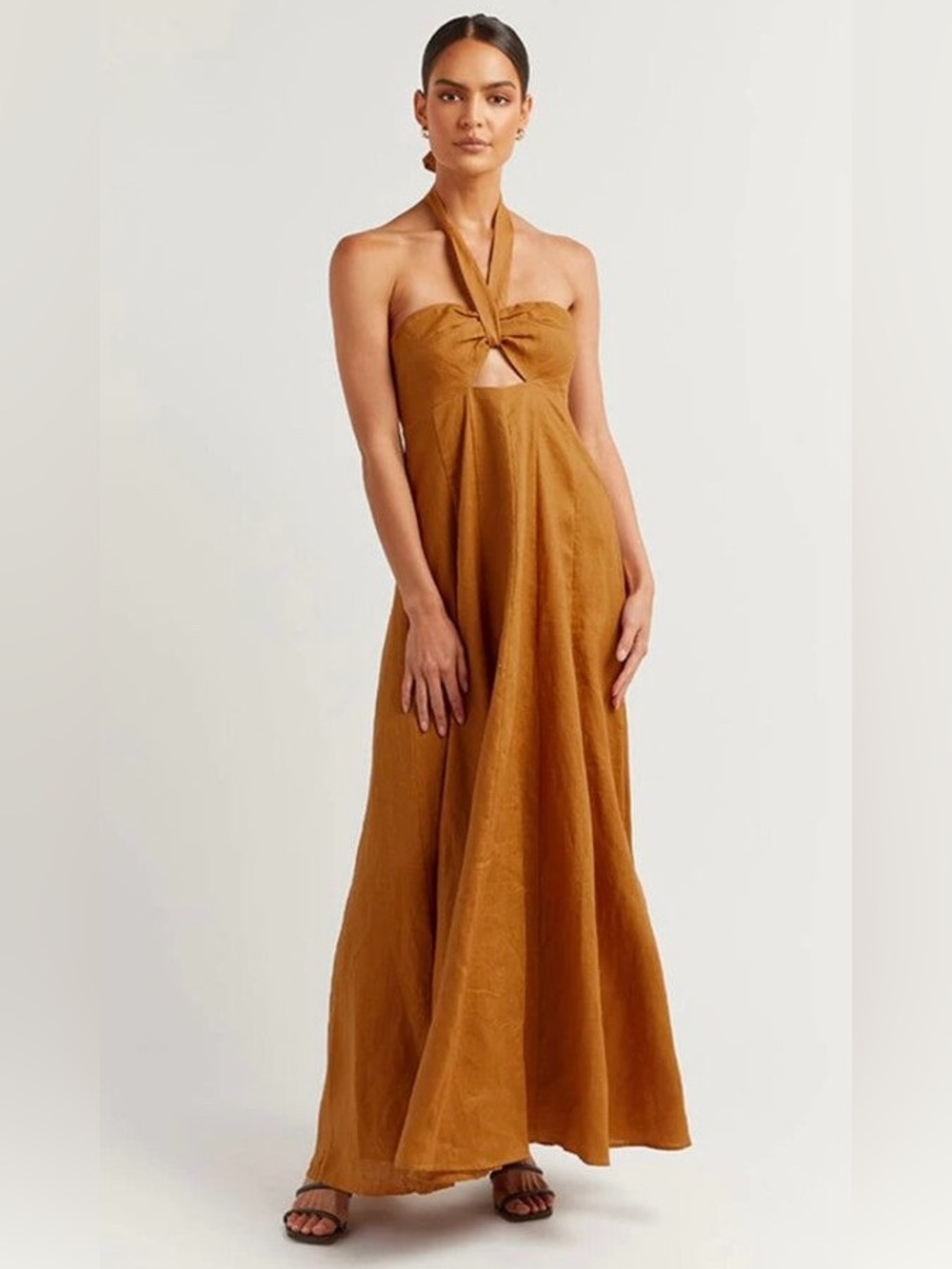 NWT DISSH Verdes Tangerine Linen Dress Size: US2 Color: Burnt Orange